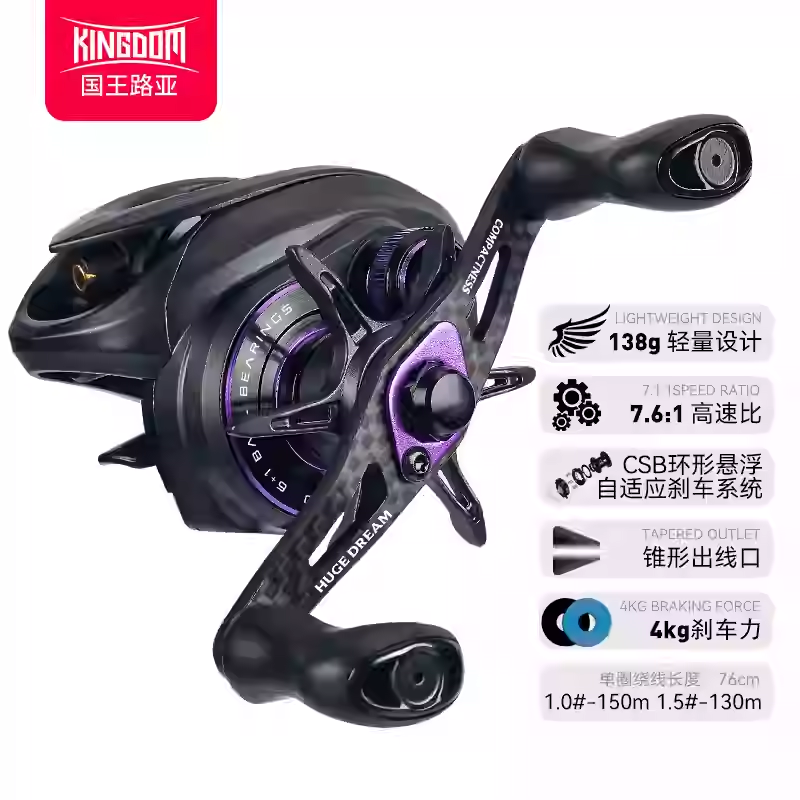 Kingdom Little Monster PRO Baitcasting Reel: Versatile Long-Casting Ultra-Light Metal Reel for Sea Fishing, Anti-Line Explosion, 7.6:1 Gear Ratio Fishing Reel